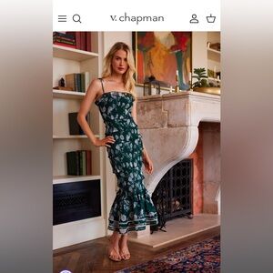 V. Chapman Emerald Roses Geranium Dress